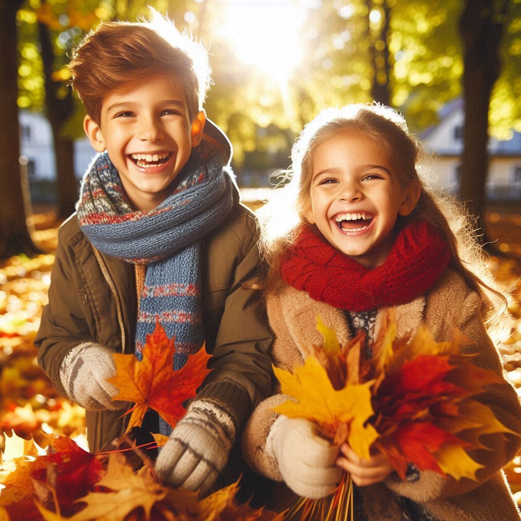 Cleaning up leaves with brother